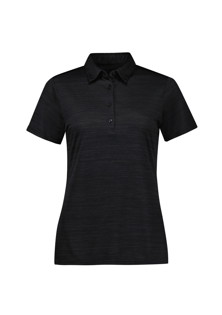 Womens Orbit Short Sleeve Polo - Black ||SRC=https://cdn.fashionbizapps.nz/honeybee/images/P410LS_Product_Black_01.jpg