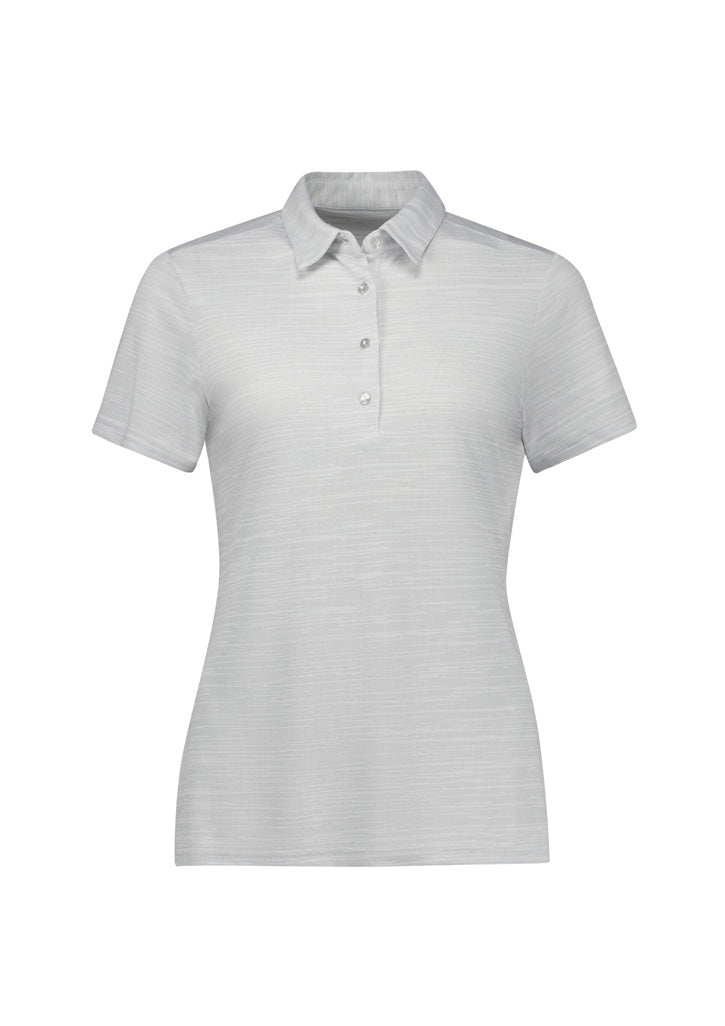 Womens Orbit Short Sleeve Polo - Silver ||SRC=https://cdn.fashionbizapps.nz/honeybee/images/P410LS_Product_Silver_01.jpg