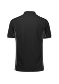 Unisex Grid Short Sleeve Polo - Black/Grey ||SRC=https://cdn.fashionbizapps.nz/honeybee/images/P413US_Product_Black_Grey_02.jpg