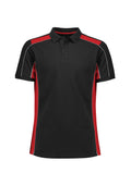 Unisex Grid Short Sleeve Polo - Black/Red ||SRC=https://cdn.fashionbizapps.nz/honeybee/images/P413US_Product_Black_Red_01.jpg