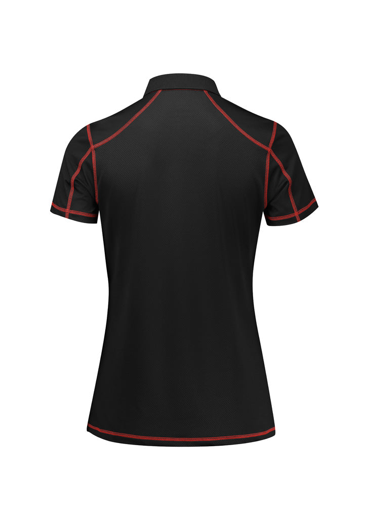 Unisex Grid Short Sleeve Polo - Black/Red ||SRC=https://cdn.fashionbizapps.nz/honeybee/images/P419LS_Product_Black_Red_02.jpg