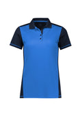 Womens Dart Short Sleeve Polo - Navy/Royal ||SRC=https://cdn.fashionbizapps.nz/honeybee/images/P419LS_Product_Navy_Royal_01.jpg