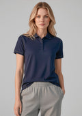 Womens Dart Short Sleeve Polo ||SRC=https://cdn.fashionbizapps.nz/honeybee/images/P419LS_Talent_Navy_Navy_02_biLYIu8.jpg