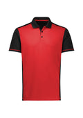 Mens Dart Short Sleeve Polo - Black/Red ||SRC=https://cdn.fashionbizapps.nz/honeybee/images/P419MS_Product_Black_Red_01_TpyGvDO.jpg