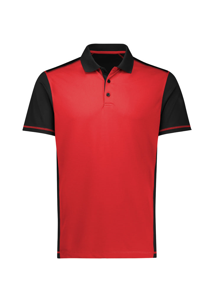 Mens Dart Short Sleeve Polo - Black/Red ||SRC=https://cdn.fashionbizapps.nz/honeybee/images/P419MS_Product_Black_Red_01_TpyGvDO.jpg