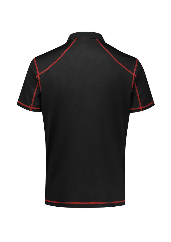 Mens Dart Short Sleeve Polo - Black/Red ||SRC=https://cdn.fashionbizapps.nz/honeybee/images/P419MS_Product_Black_Red_02.jpg