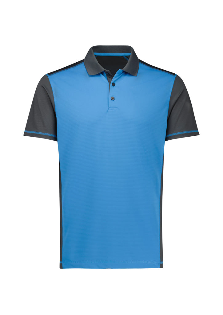 Mens Dart Short Sleeve Polo - Grey/Cyan ||SRC=https://cdn.fashionbizapps.nz/honeybee/images/P419MS_Product_Grey_Cyan_01_3P5PWNN.jpg