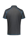 Mens Dart Short Sleeve Polo - Grey/Cyan ||SRC=https://cdn.fashionbizapps.nz/honeybee/images/P419MS_Product_Grey_Cyan_02_LBgan9F.jpg