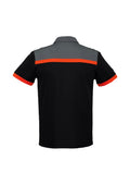 Mens Charger Short Sleeve Polo - Black/Fluoro Orange/Grey ||SRC=https://cdn.fashionbizapps.nz/honeybee/images/P500MS_bProduct_Black_FluoroOrange_Grey_02_tlCqdS4.jpg
