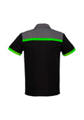 Mens Charger Short Sleeve Polo - Black/Green/Grey ||SRC=https://cdn.fashionbizapps.nz/honeybee/images/P500MS_bProduct_Black_Green_Grey_02_49LDhf2.jpg