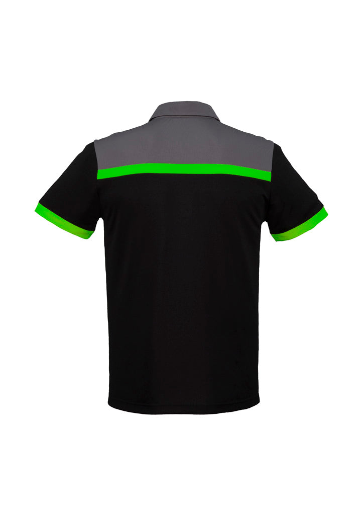 Mens Charger Short Sleeve Polo - Black/Green/Grey ||SRC=https://cdn.fashionbizapps.nz/honeybee/images/P500MS_bProduct_Black_Green_Grey_02_49LDhf2.jpg