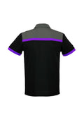 Mens Charger Short Sleeve Polo - Black/Purple/Grey ||SRC=https://cdn.fashionbizapps.nz/honeybee/images/P500MS_bProduct_Black_Purple_Grey_02_Ry8sLhg.jpg
