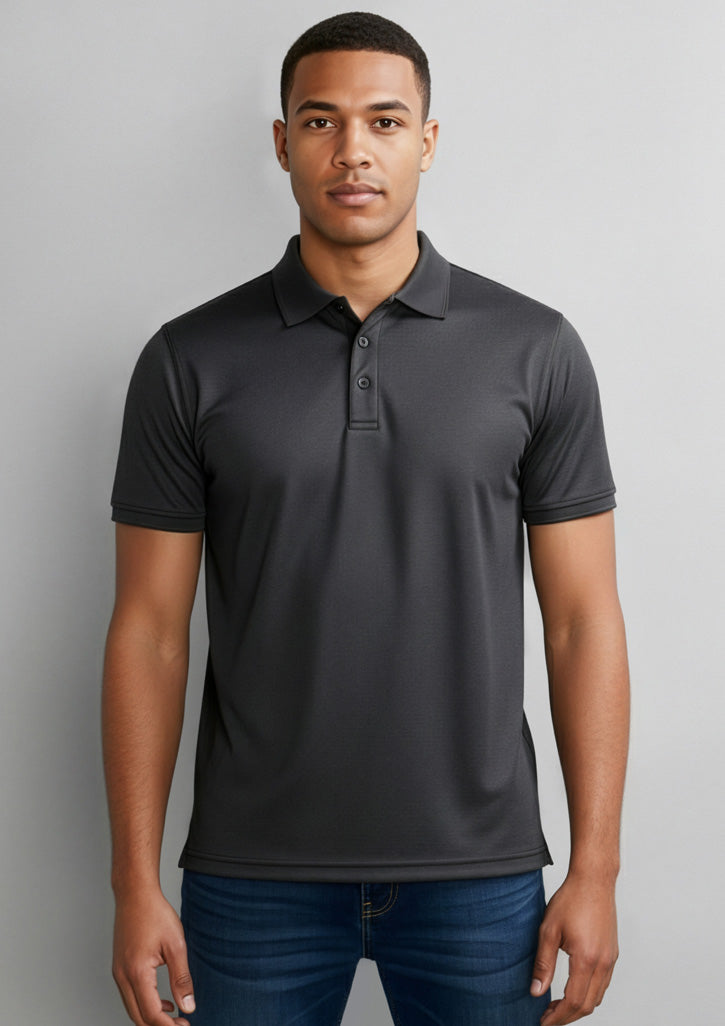 Mens Shadow Short Sleeve Polo ||SRC=https://cdn.fashionbizapps.nz/honeybee/images/P501MS_Talent_GraphiteBlack_01.jpg
