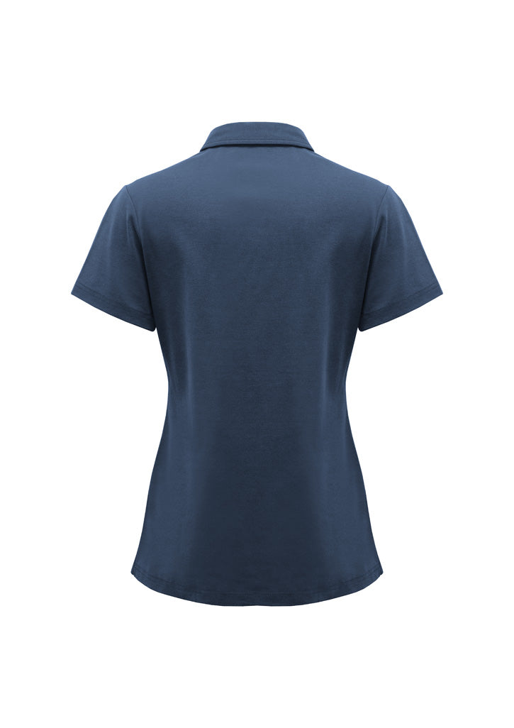 Womens Lotus Short Sleeve Polo - Mineral Blue ||SRC=https://cdn.fashionbizapps.nz/honeybee/images/P515LS_Product_Blue_02.jpg