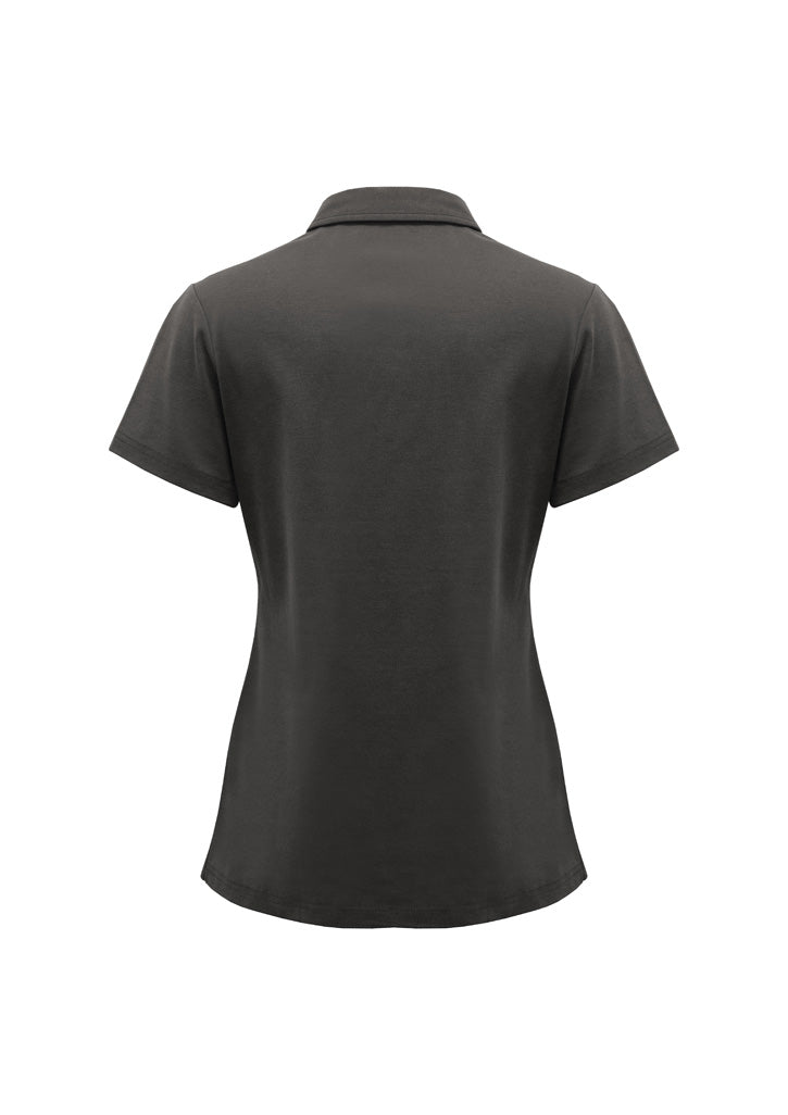 Womens Lotus Short Sleeve Polo - Charcoal ||SRC=https://cdn.fashionbizapps.nz/honeybee/images/P515LS_Product_Charcoal_02_kPpbT06.jpg