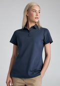 Womens Lotus Short Sleeve Polo ||SRC=https://cdn.fashionbizapps.nz/honeybee/images/P515LS_Talent_MineralBlue_01.jpg