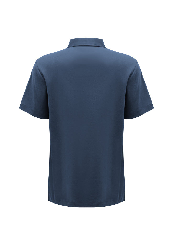 Mens Lotus Short Sleeve Polo - Mineral Blue ||SRC=https://cdn.fashionbizapps.nz/honeybee/images/P515MS_Product_MineralBlue_02.jpg
