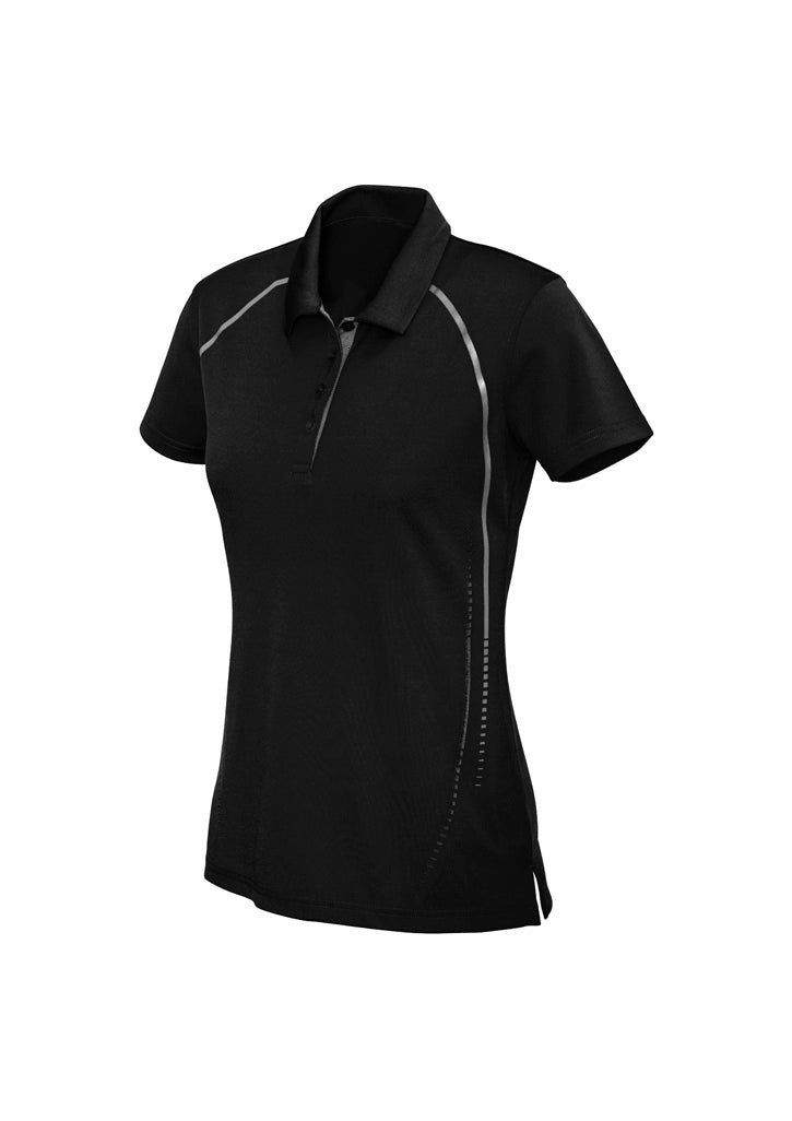 Womens Cyber Short Sleeve Polo - Black/Silver ||SRC=https://cdn.fashionbizapps.nz/honeybee/images/P604LS_bProduct_Black_Silver_01_0GtnAae.jpg