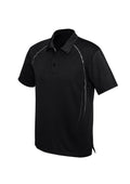 Mens Cyber Short Sleeve Polo - Black/Silver ||SRC=https://cdn.fashionbizapps.nz/honeybee/images/P604MS_bProduct_Black_Silver_01_8sFLGOu.jpg