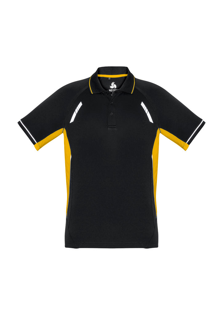 Kids Renegade Short Sleeve Polo - Black/Gold/Silver ||SRC=https://cdn.fashionbizapps.nz/honeybee/images/P700KS_bProduct_Black_Gold_Silver_01_IBYrLv8.jpg