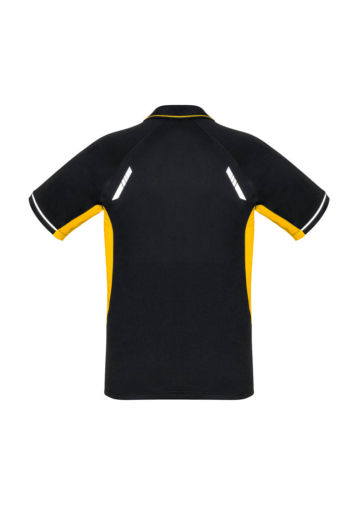 Kids Renegade Short Sleeve Polo - Black/Gold/Silver ||SRC=https://cdn.fashionbizapps.nz/honeybee/images/P700KS_bProduct_Black_Gold_Silver_02_hmNVcef.jpg