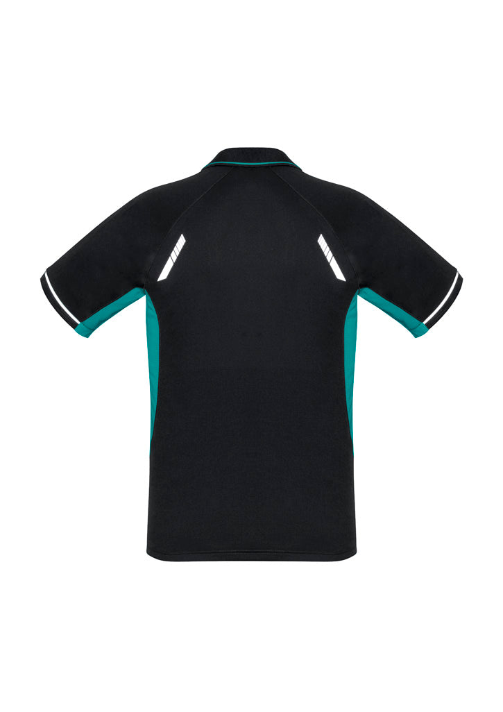 Kids Renegade Short Sleeve Polo - Black/Teal/Silver ||SRC=https://cdn.fashionbizapps.nz/honeybee/images/P700KS_bProduct_Black_Teal_Silver_02_O1ROxlA.jpg