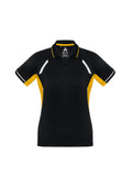 Womens Renegade Short Sleeve Polo - Black/Gold/Silver ||SRC=https://cdn.fashionbizapps.nz/honeybee/images/P700LS_bProduct_Black_Gold_Silver_01_CkknkHS.jpg