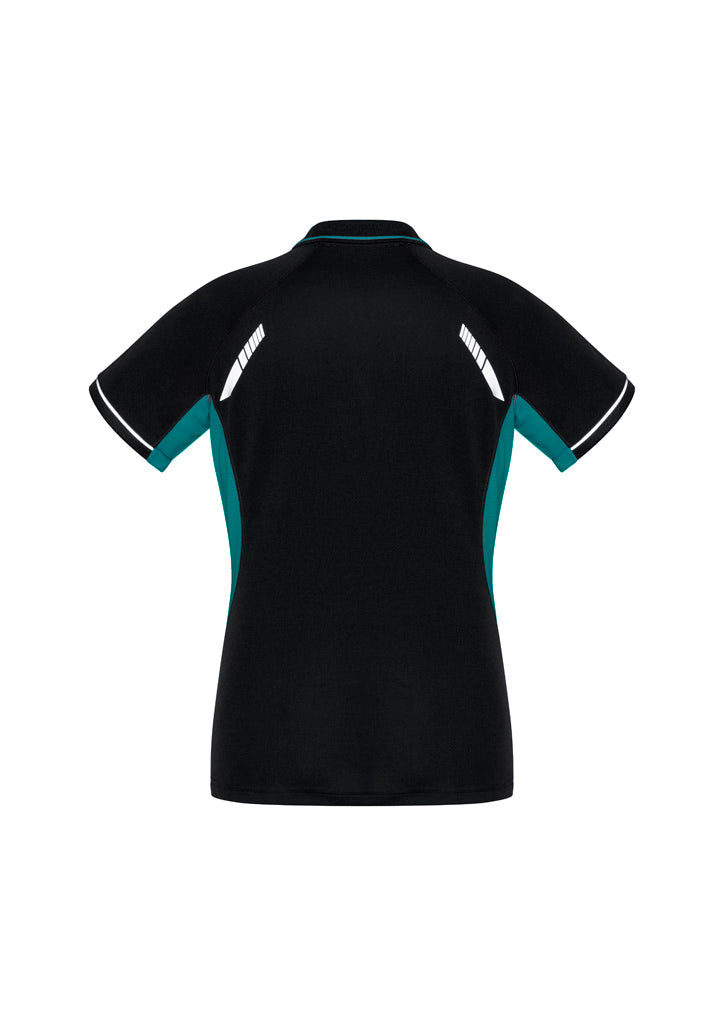 Womens Renegade Short Sleeve Polo - Black/Teal/Silver ||SRC=https://cdn.fashionbizapps.nz/honeybee/images/P700LS_bProduct_Black_Teal_Silver_02_6ceK7Mo.jpg