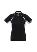 Womens Renegade Short Sleeve Polo - Black/White/Silver ||SRC=https://cdn.fashionbizapps.nz/honeybee/images/P700LS_bProduct_Black_White_Silver_01_YU5sbTm.jpg