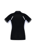 Womens Renegade Short Sleeve Polo - Black/White/Silver ||SRC=https://cdn.fashionbizapps.nz/honeybee/images/P700LS_bProduct_Black_White_Silver_02_UDhIK9J.jpg