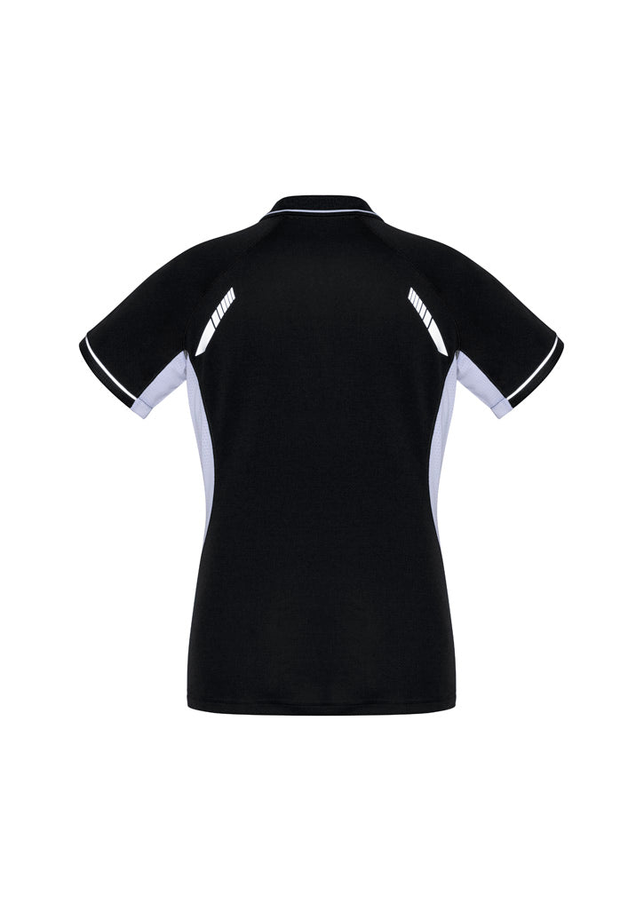 Womens Renegade Short Sleeve Polo - Black/White/Silver ||SRC=https://cdn.fashionbizapps.nz/honeybee/images/P700LS_bProduct_Black_White_Silver_02_UDhIK9J.jpg