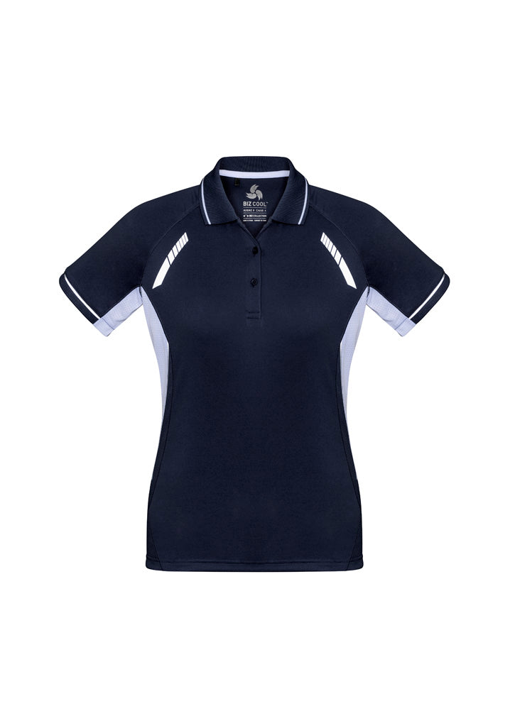 Womens Renegade Short Sleeve Polo - Navy/White/Silver ||SRC=https://cdn.fashionbizapps.nz/honeybee/images/P700LS_bProduct_Navy_White_Silver_01_hIAW618.jpg