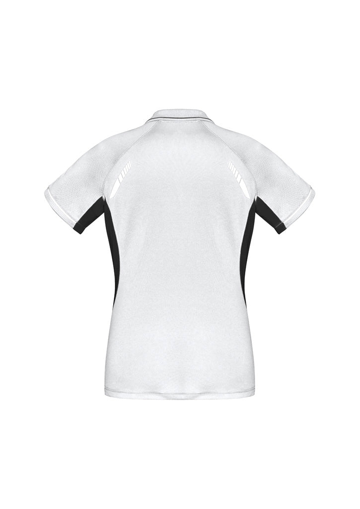 Womens Renegade Short Sleeve Polo - White/Black/Silver ||SRC=https://cdn.fashionbizapps.nz/honeybee/images/P700LS_bProduct_White_Black_Silver_02_O5pu6ki.jpg