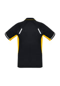 Mens Renegade Short Sleeve Polo - Black/Gold/Silver ||SRC=https://cdn.fashionbizapps.nz/honeybee/images/P700MS_bProduct_Black_Gold_Silver_02_d4meQxM.jpg
