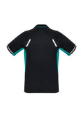 Mens Renegade Short Sleeve Polo - Black/Teal/Silver ||SRC=https://cdn.fashionbizapps.nz/honeybee/images/P700MS_bProduct_Black_Teal_Silver_02_Fl1DDYq.jpg