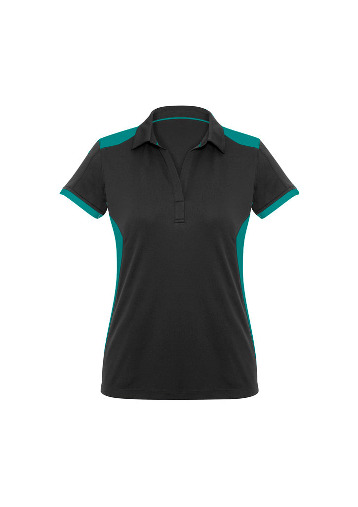 Womens Rival Short Sleeve Polo - Black/Teal ||SRC=https://cdn.fashionbizapps.nz/honeybee/images/P705LS_bProduct_Black_Teal_01_HdI2pkj.jpg