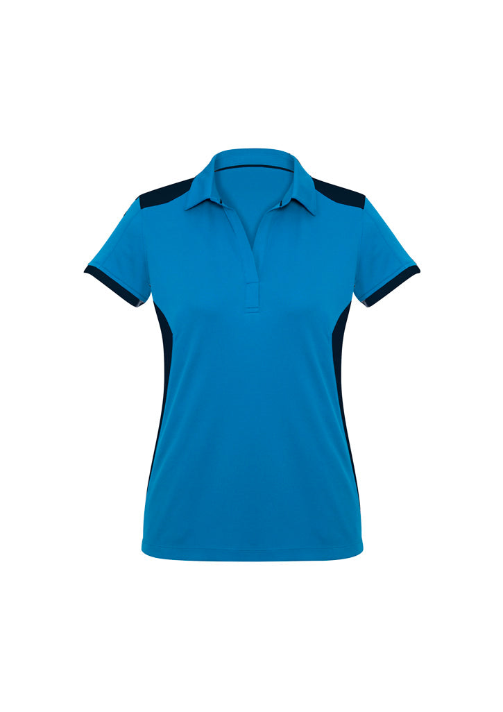 Womens Rival Short Sleeve Polo - Cyan/Navy ||SRC=https://cdn.fashionbizapps.nz/honeybee/images/P705LS_bProduct_Cyan_Navy_01_gZntFxn.jpg