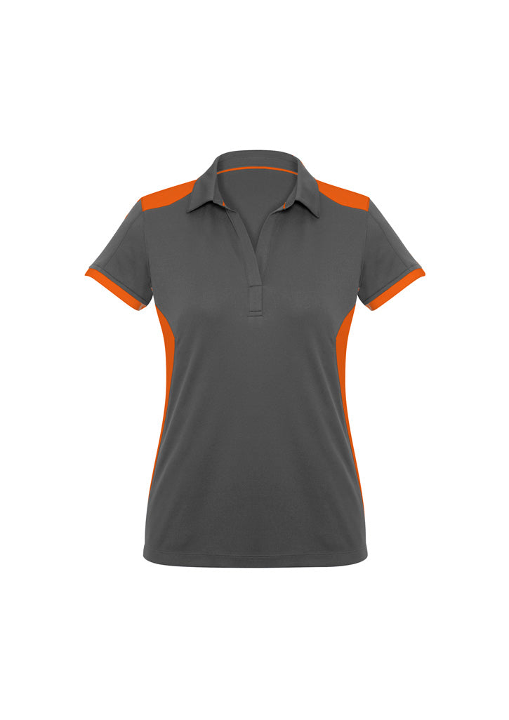 Womens Rival Short Sleeve Polo - Grey/Orange ||SRC=https://cdn.fashionbizapps.nz/honeybee/images/P705LS_bProduct_Grey_Orange_01_fjN80DD.jpg