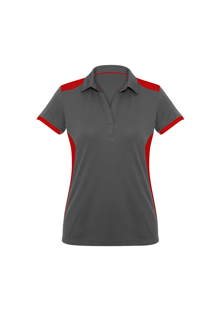 Womens Rival Short Sleeve Polo - Grey/Red ||SRC=https://cdn.fashionbizapps.nz/honeybee/images/P705LS_bProduct_Grey_Red_01_vjCawa9.jpg