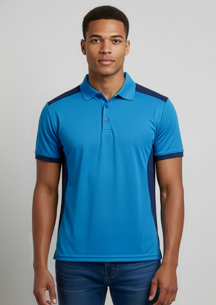 Mens Rival Short Sleeve Polo ||SRC=https://cdn.fashionbizapps.nz/honeybee/images/P705MS_Talent_Cyan_Navy_01.jpg