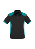Mens Rival Short Sleeve Polo - Black/Teal ||SRC=https://cdn.fashionbizapps.nz/honeybee/images/P705MS_bProduct_Black_Teal_01_bSVvbqJ.jpg