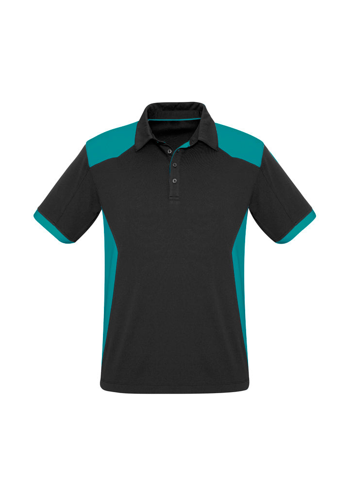 Mens Rival Short Sleeve Polo - Black/Teal ||SRC=https://cdn.fashionbizapps.nz/honeybee/images/P705MS_bProduct_Black_Teal_01_bSVvbqJ.jpg