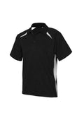 Kids Splice Short Sleeve Polo - Black/White ||SRC=https://cdn.fashionbizapps.nz/honeybee/images/P7700B_bProduct_Black_White_01_45OISa0.jpg