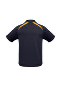 Kids Splice Short Sleeve Polo - Navy/Gold ||SRC=https://cdn.fashionbizapps.nz/honeybee/images/P7700B_bProduct_Navy_Gold_02_1agbr7z.jpg