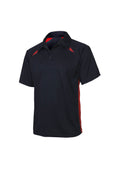 Kids Splice Short Sleeve Polo - Navy/Red ||SRC=https://cdn.fashionbizapps.nz/honeybee/images/P7700B_bProduct_Navy_Red_01_ZxWe5ZL.jpg
