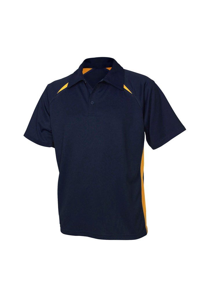 Mens Splice Short Sleeve Polo - Navy/Gold ||SRC=https://cdn.fashionbizapps.nz/honeybee/images/P7700_bProduct_Navy_Gold_01_pIC8Dis.jpg