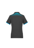 Womens Galaxy Short Sleeve Polo - Grey/Cyan ||SRC=https://cdn.fashionbizapps.nz/honeybee/images/P900LS_bProduct_Grey_Cyan_02_Z0vh0vN.jpg