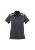 Womens Galaxy Short Sleeve Polo - Grey/Fluoro Lime ||SRC=https://cdn.fashionbizapps.nz/honeybee/images/P900LS_bProduct_Grey_FluoroLime_01_DJZOJdb.jpg