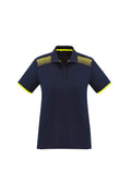 Womens Galaxy Short Sleeve Polo - Navy/Fluoro Yellow ||SRC=https://cdn.fashionbizapps.nz/honeybee/images/P900LS_bProduct_Navy_FluoroYellow_01_jrNcZ9p.jpg