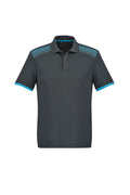 Mens Galaxy Short Sleeve Polo - Grey/Cyan ||SRC=https://cdn.fashionbizapps.nz/honeybee/images/P900MS_bProduct_Grey_Cyan_01_VVc6tDy.jpg